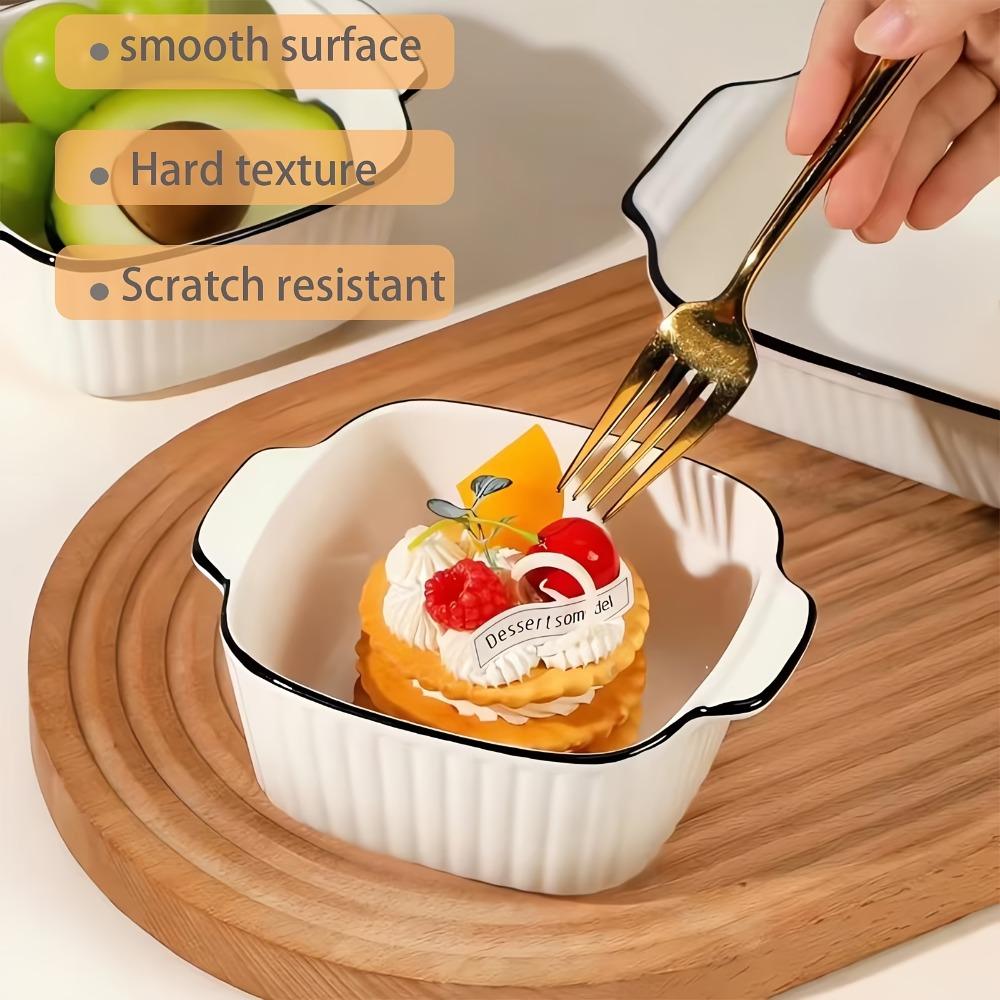 4PCS Heat-resistant Lasagna Baking Pan with Handle Rice Bowl Steamed Egg Bowl Dessert