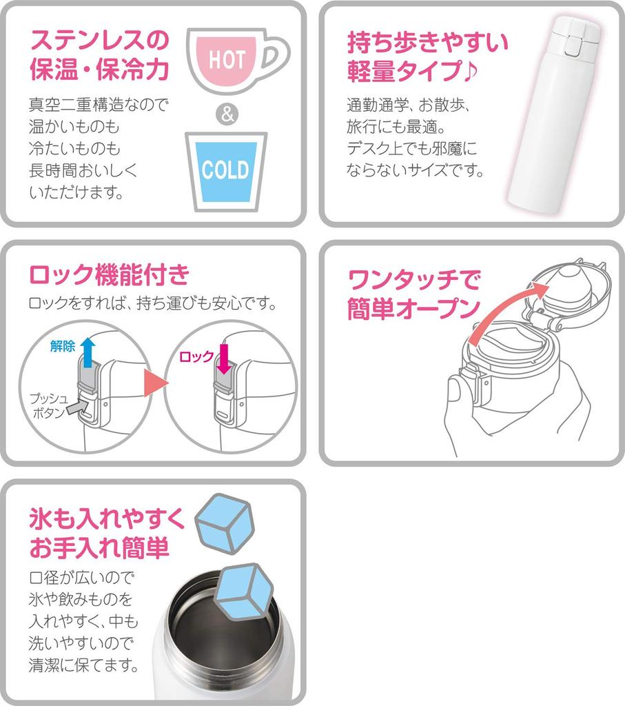 OSK Doraemon Stainless Steel Mug Insulates for Hot or Cold Gift Blue One-Push Bottle, 350ml, Drinks, Boxed, Lightweight, SBK-490P,