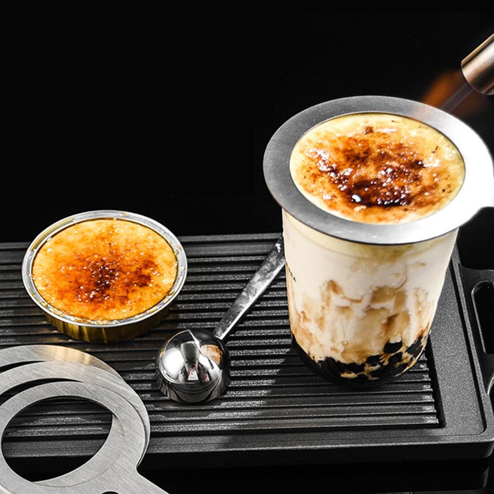 2 Pezzi Tappo Anello Tazza Latte Tazze Brulee al Forno Caffè Tazzine Espresso Coperchi in Acciaio Inossidabile per Bordo