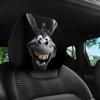 2pcs Donkey Cartoon Print Car Headrest Covers, Car Interior Decor, Universal Fashion Seat Protector, Washable, Easy To Install,