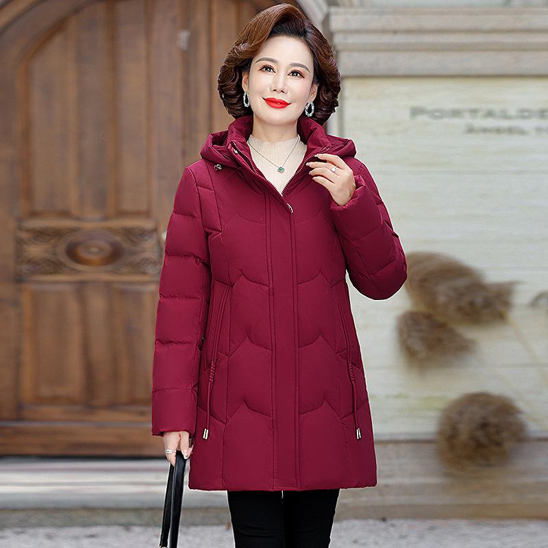 Down jacket women's white duck down new style mother's winter coat middle-aged and elderly loose style down jacket
