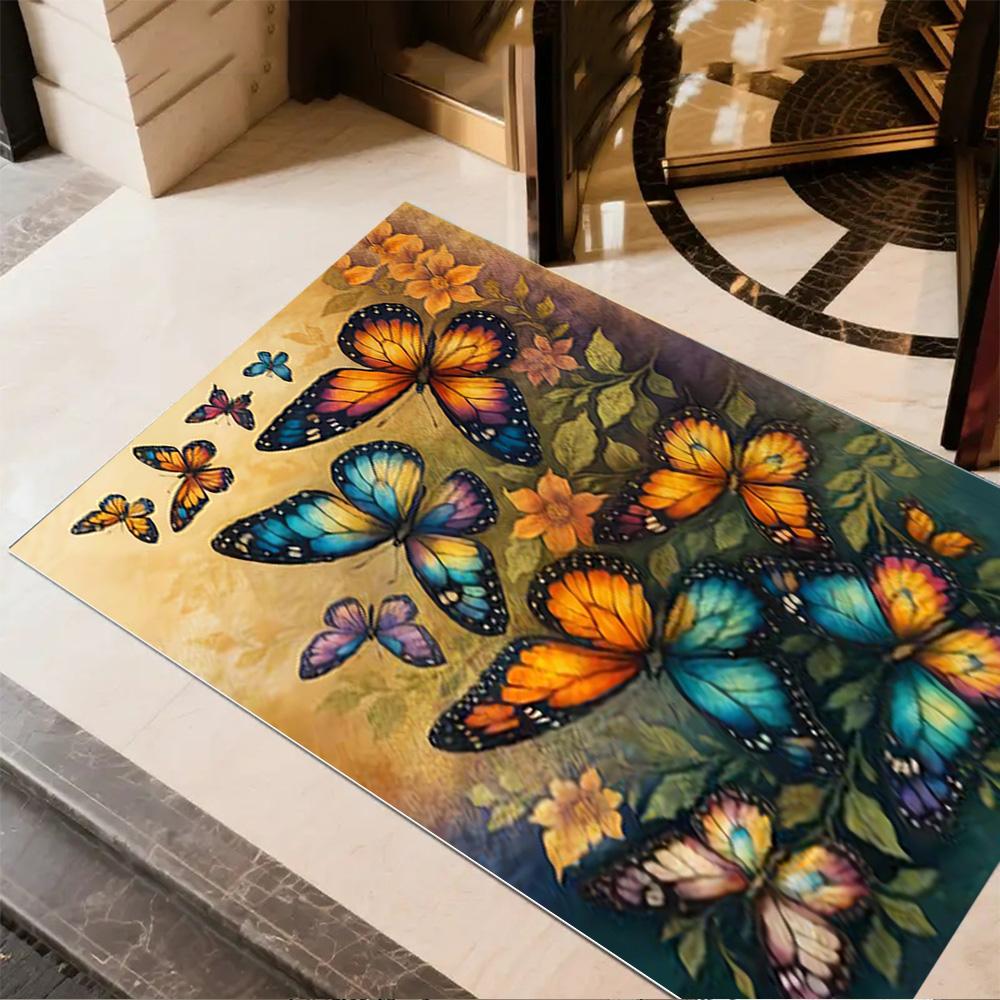 1pc Butterfly Design Home Carpet Non-slip Office Decor Gift Living Room Bedroom
