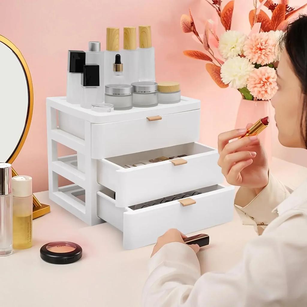 Desktop Storage Box Desk 3-layer Jewelry Box Organizer Jewelry Box With Drawer, Chest of Drawers for Books, Jewellery, Cosmetics