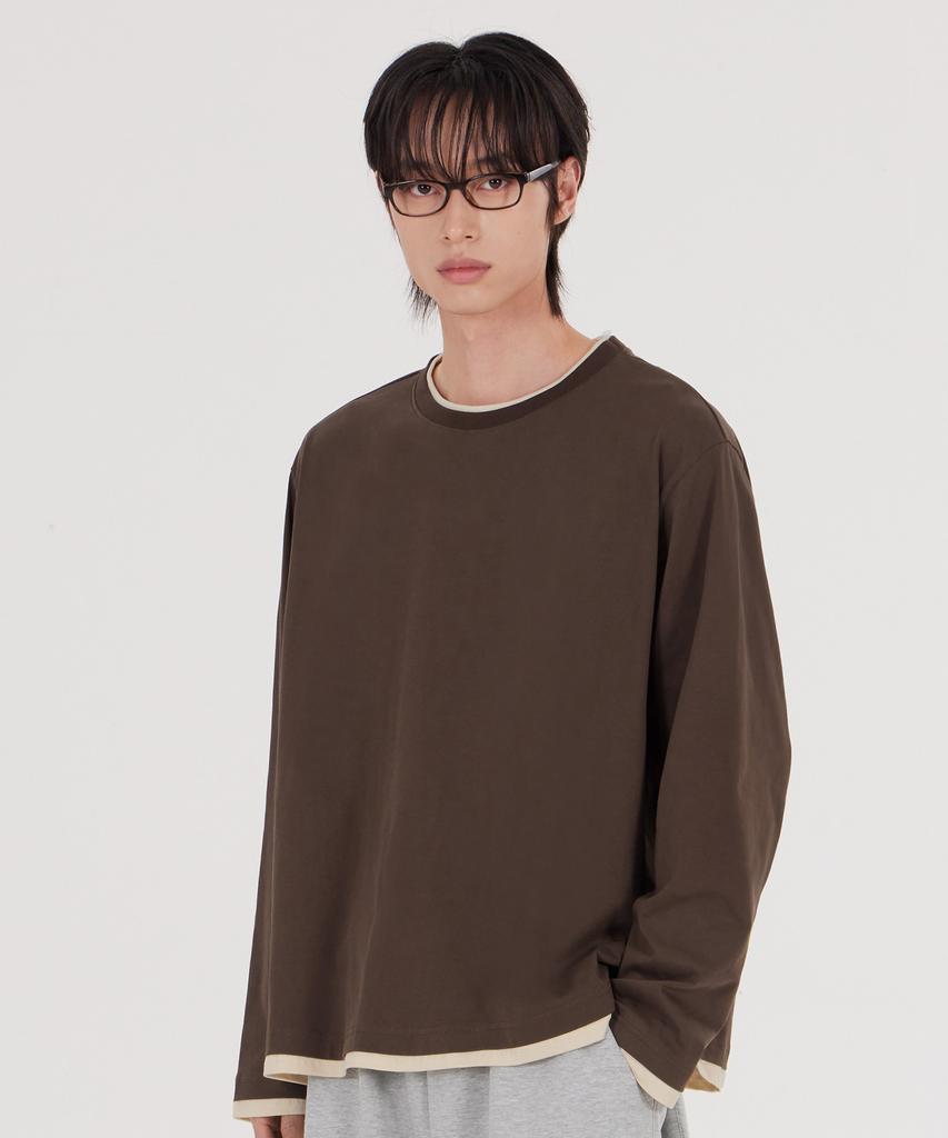 GLW [Unisex] Double Layered Long Sleeve Tee Brown