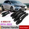 For Renault Megane 4 MK4 IV 2016~ 2018   Gloss Black Door Handle Cover Car Exterior Accessories Rustproof Stickers