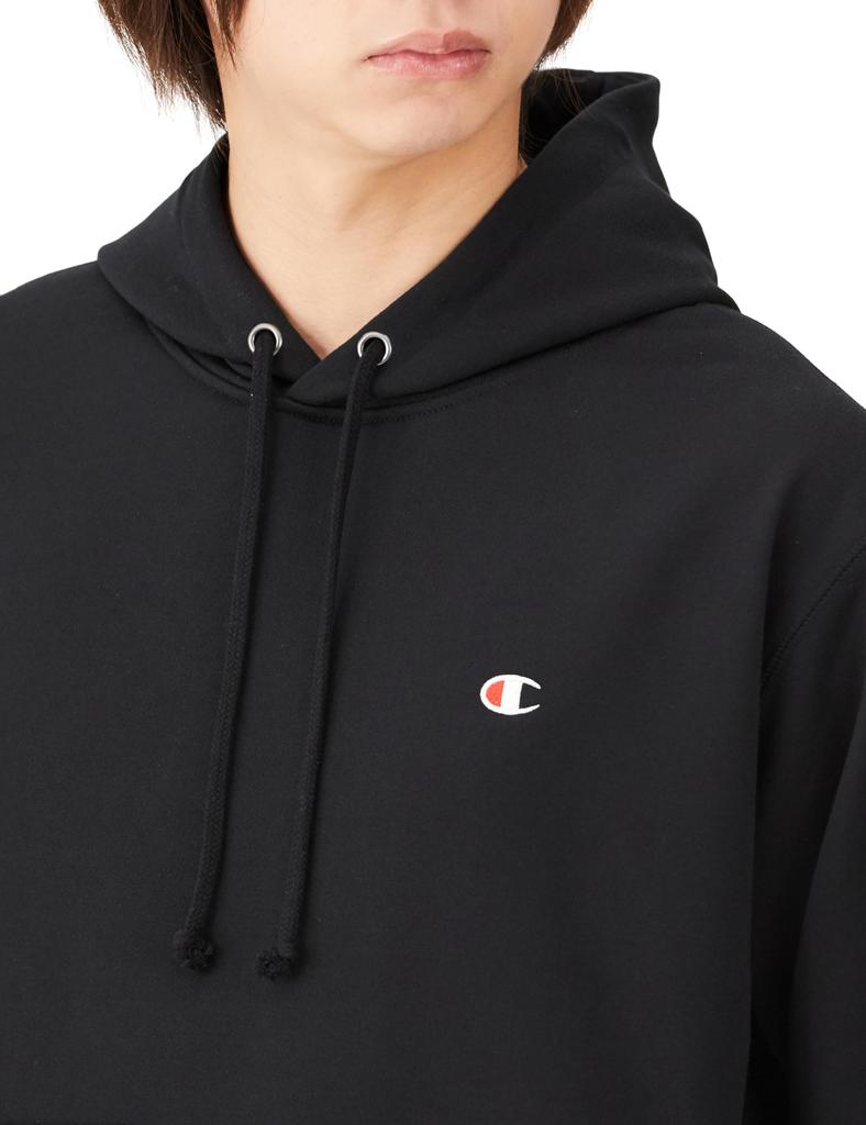 Hoodie Long Sleeve One Point Logo Hooded Sweatshirt Sports Black M [Champion] Men's C3-XS151