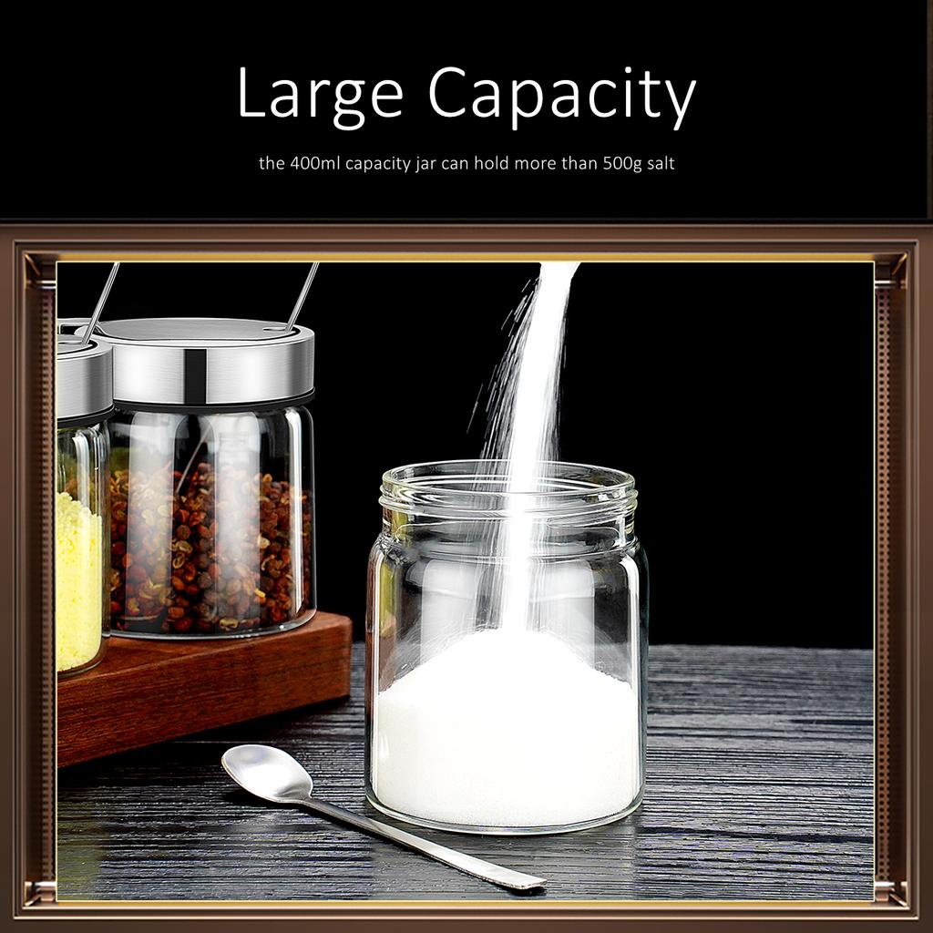 LFGB Certification High-borosilicate Glass Seasoning Jar Ultra Hard Fall Resistant Condiment Container Salt Pigs Sugar Server