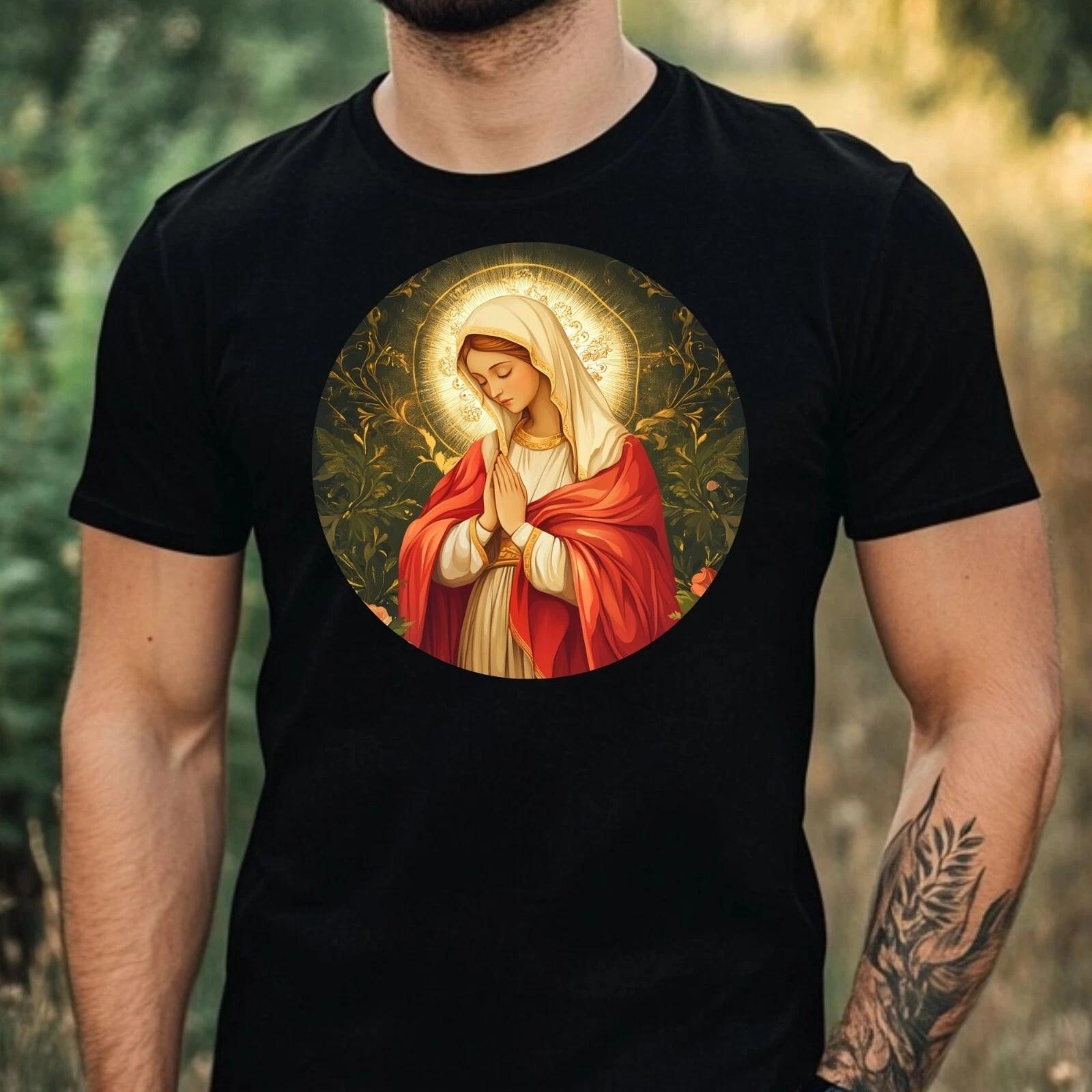 T-Shirt Herren Jungfrau Maria Motiv Baumwolle Größe XS bis 5XL XXXXL