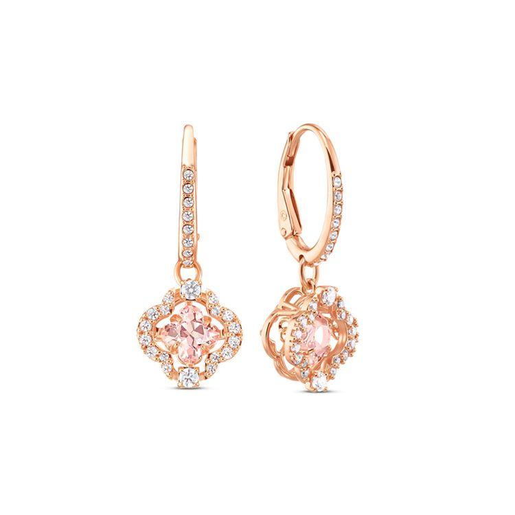 Swarovski Four Leaf Clover Heartbeat Earrings Women Earrings Rose-Gold 5516477