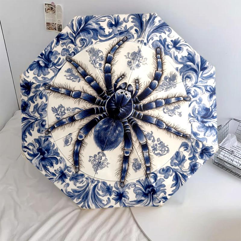 Kreis Spinnen Muster, automatischer Regenschirm, tragbares und faltbares Design, 8 Rippen, ein Weihnachts- oder Geburtstagsgeschenk.