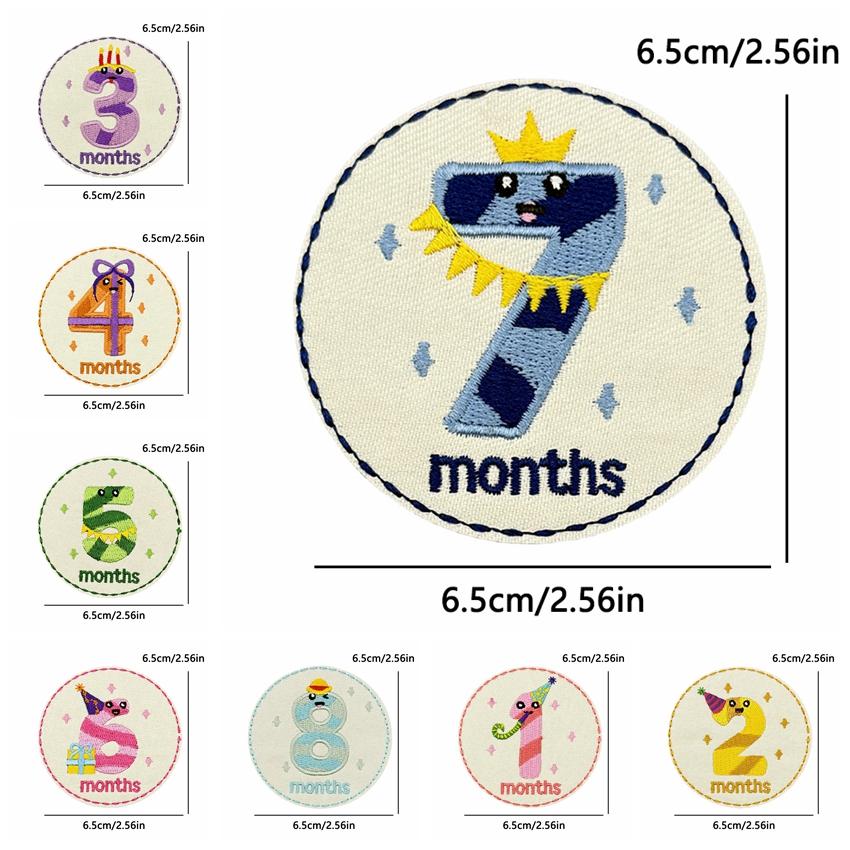 10 Stück Großhandel Cartoon Zahl Dezember Gestickte Aufnäher Runde Form Aufnäher Aufbügler Für Kleidung Nähen Applikation Dekor