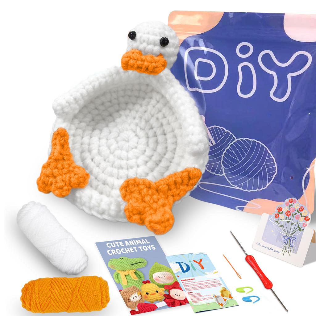 1pcs, Duck Coasters Crochet Set for Beginners, Starter Kit with Step-by-Step Video Tutorials, DIY Knitting Craft Supplies Gift