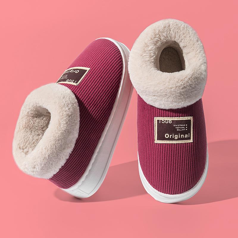 Women's High-Top Cotton Slippers, Winter Non-Slip Indoor/Outdoor, Thick Plush, Full-Wrap, Casual Warm Shoes