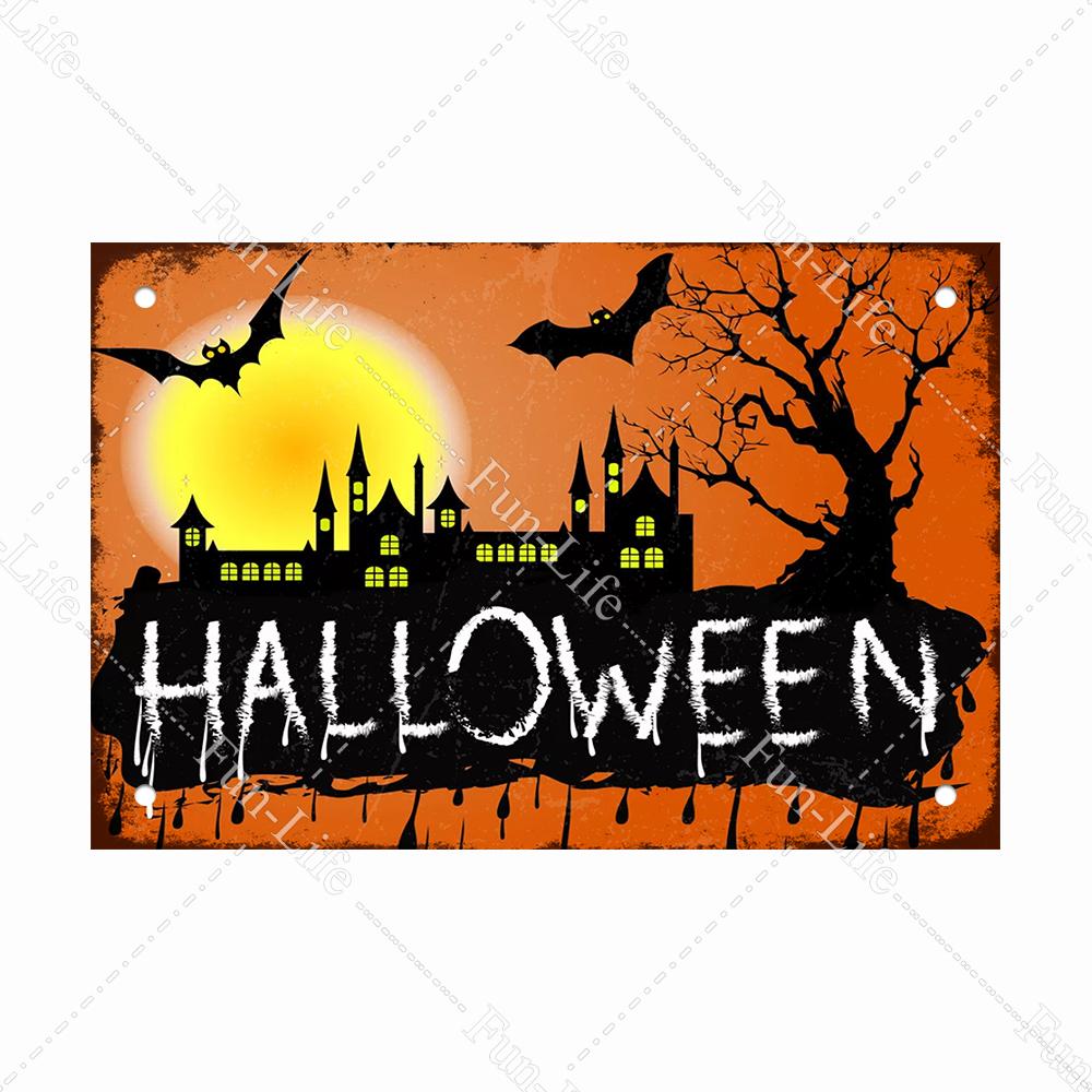 Halloween Shabby Chic Home Bar Festival Vintage Wall Decor Metal Tin Signs Pub Tavern Retro Pumpkin Decorative Plate 20x30cm