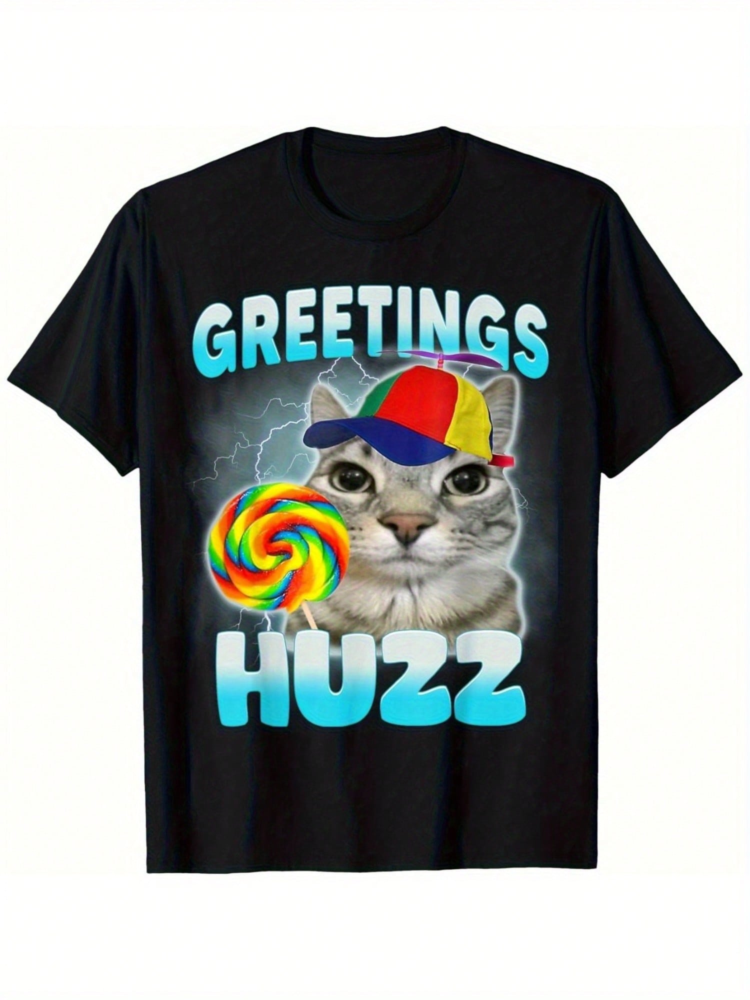 Funny Cat Meme TShirt Soft Breathable  Greetings Huzz Funny Cat Meme T Shirt  Crew Neck Tee for Men Women S