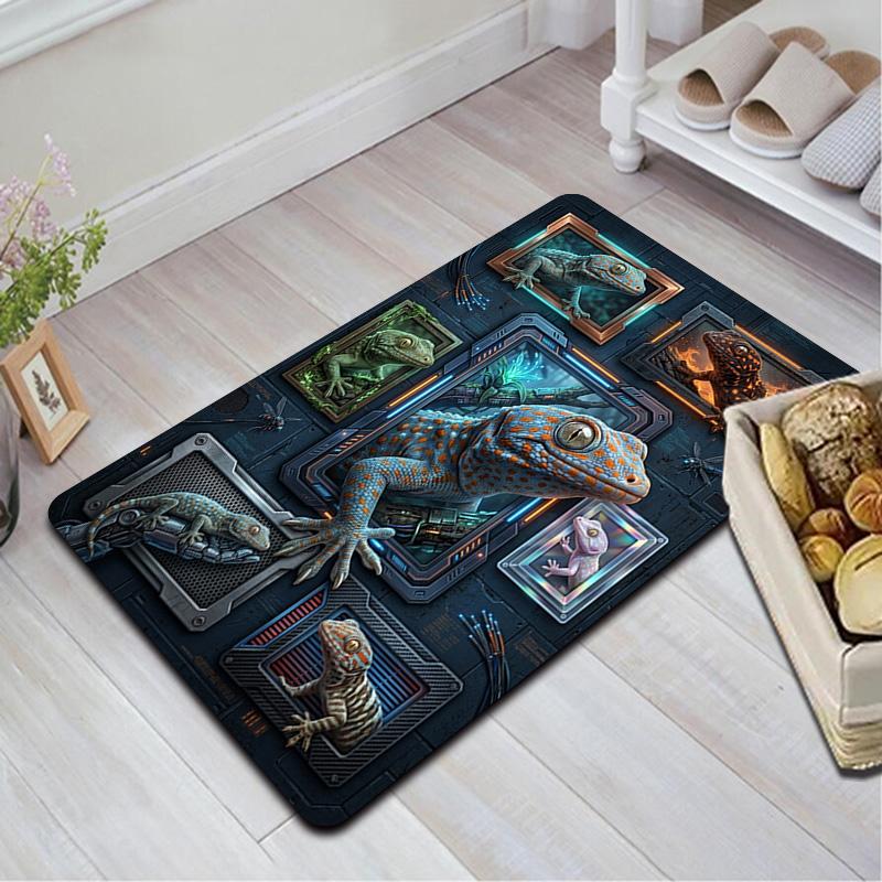 Gecko Frames Pattern Rug Floor Mat for Living Room or Bedroom Soft and Comfortable Carpet a Gift for Birthday and Holiday.
