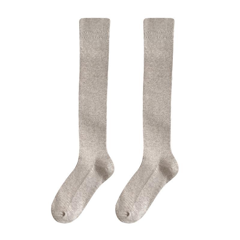 Calf Socks Season Warm Double Needle Cotton Socks Solid Color Stockings Trendy Socks