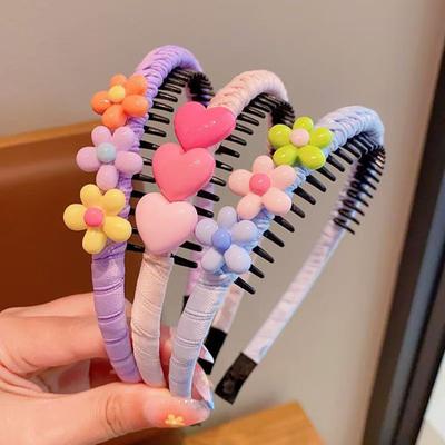 Yousheng Baby Headband Anti-Slip Toothed Comb Soft 3D Heart Flower Decoration Hair Hoop Toddler Hair