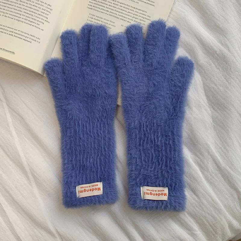 

Женские зимние трикотажные перчатки без пальцев для сенсорных экранов 2024 года — защита от холода в корейском стиле для длительной езды на велосипеде