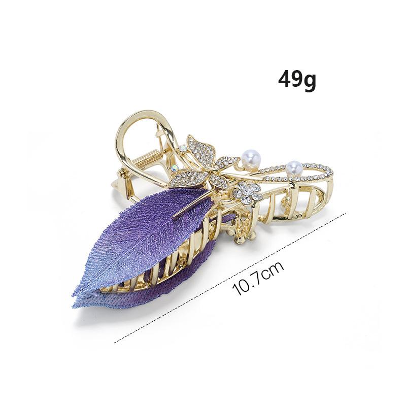 Shiny Rhinestone 10Cm Leaf Hair Claw Women Large Butterfly Flower Pearl Hair Shark Clip Exquisite Party Hair Accessories Gifts