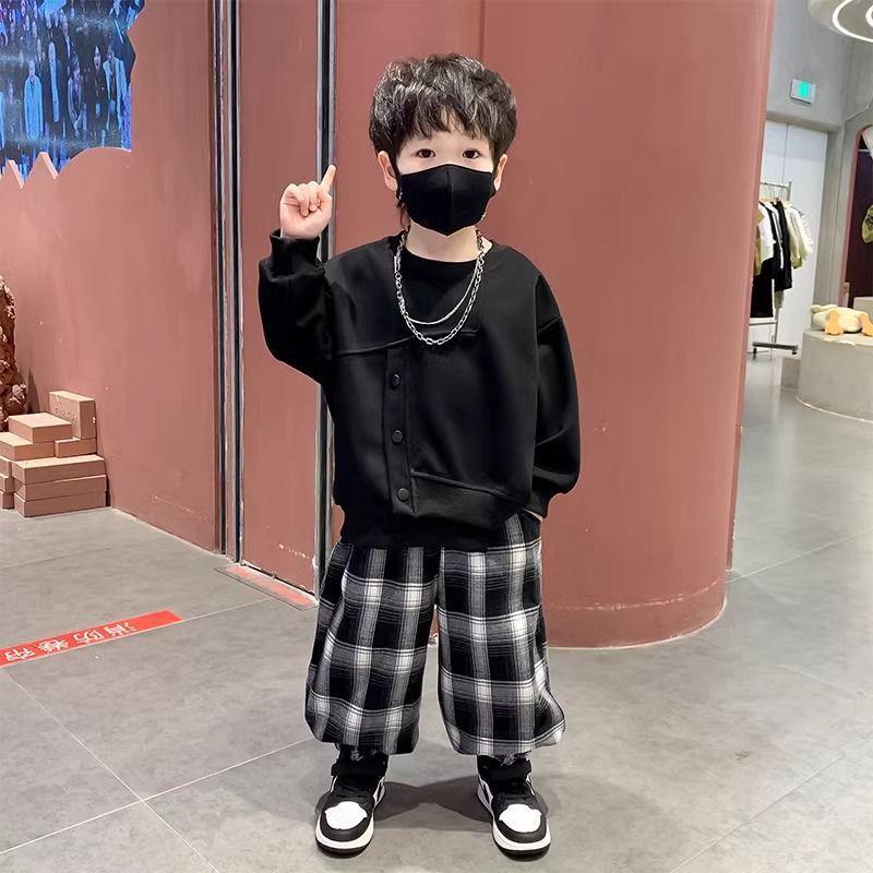 Boys' Stylish Korean Sporty Sweatshirt Set - 2025 New Fashion Two-Piece for Spring & Autumn