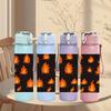 1PC Burning Fire Flame Dark Pattern Print 750ml Color Plastic Sports Water Bottle Leakproof Flip Straw Lid Suitable for Sports Office Home Use