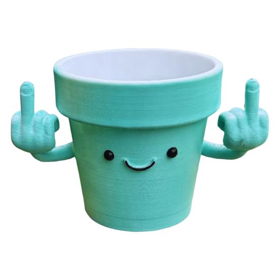 

Улыбающийся горшок для растений со средними пальцами вверх Пластиковые горшки для суккулентов с улыбающимся лицом для комнатных растений Новинка Украшения для садового стола зелёный