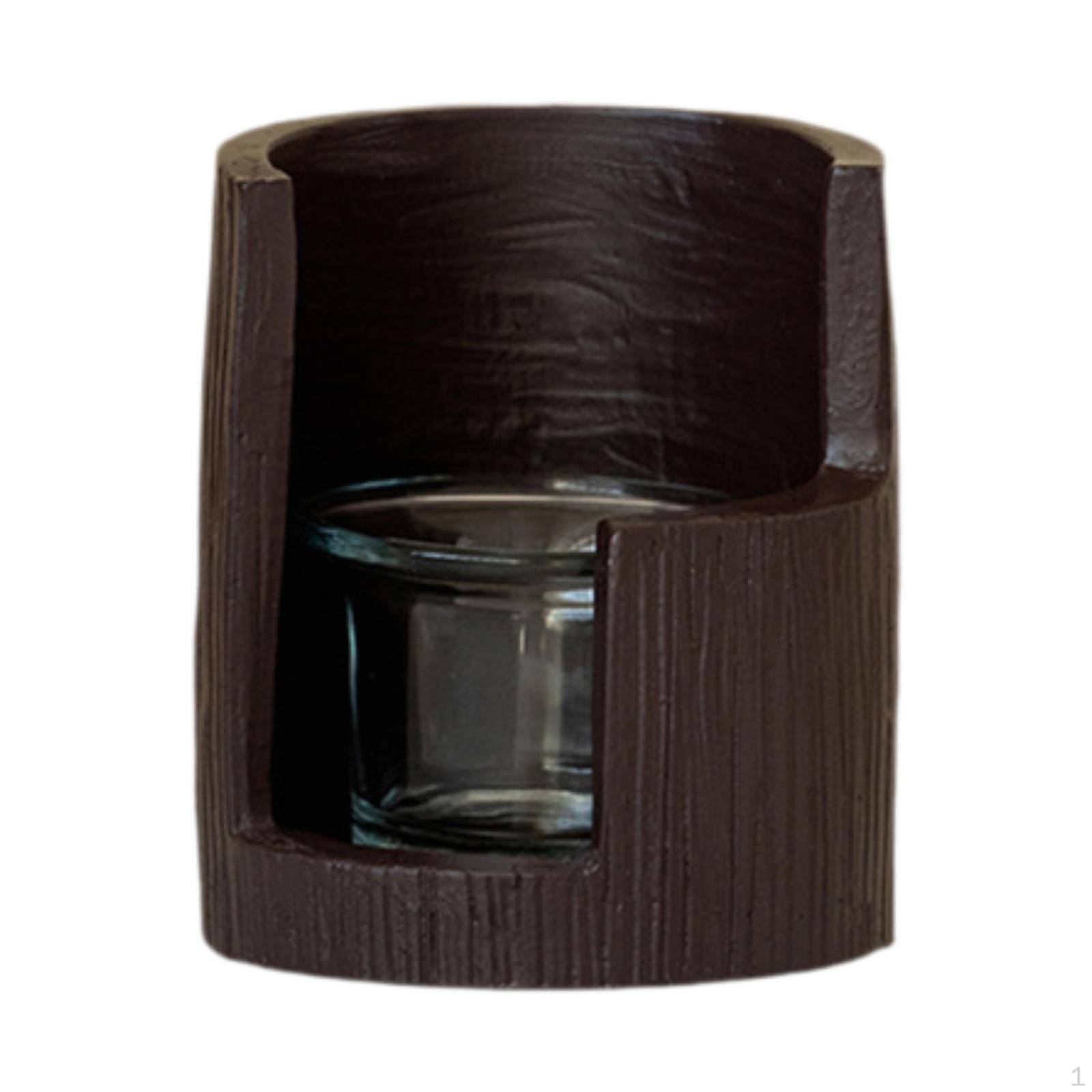 

Candle Holder for Tealight, Glass Design Windproof Use And Decoration коричневий