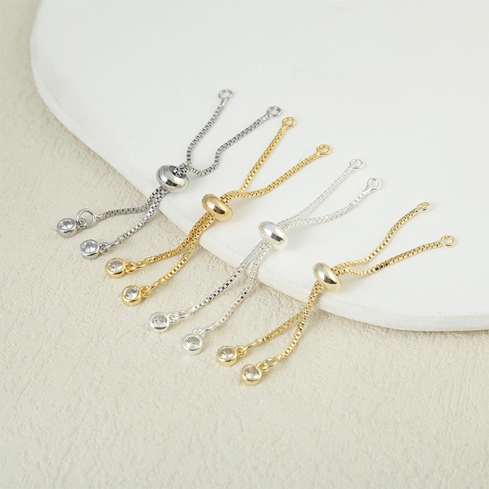 1Pc Bracelet Accessory Adjustable Slider Pull Chains With Zircon For DIY Bracelet Necklace Jewelry Accessories