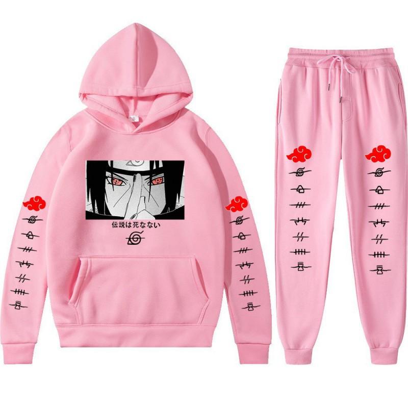 Ensemble Hoodie Anime Naruto Hommes Femmes - Impression Uchiha Itachi Sweat à Capuche Décontracté Manches Longues Pantalon