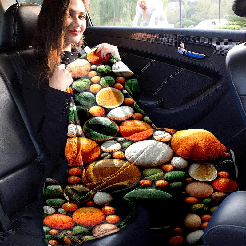 1pc Colored Stone Printing Lightweight Flannel Blanket, Comfortable and Warm Blanket, for Camping Sofa Bed and Couch Office, Gift
