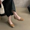 Velvet Shallow Shoes French Small Fragrance Bow Square Toe Soft Ballet Shoes 2025 Summer New Comfortable Slip-on Flat Shoes