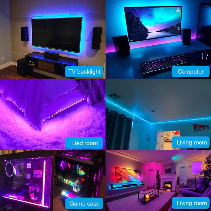 RGB 5050 Bluetooth-Lichtleiste, USB, WLAN, 5050, 24 Tasten, Neonlicht, RGB-Banddiode, flexible Leiste, TV-Hintergrundbeleuchtung, Spielzimmer-Dekoration