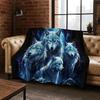 Mysterious Wolf Totem Animal Flannel Blanket Soft Warm Blanket for Bedroom Room Living Room Office Travel Camping Picnic Gift