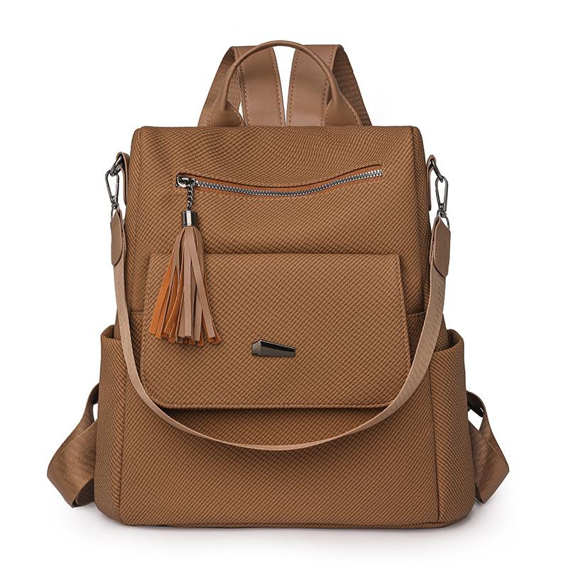 

Женский рюкзак большой вместимости, ретро из ПУ, многофункциональная сумка через плечо коричневый