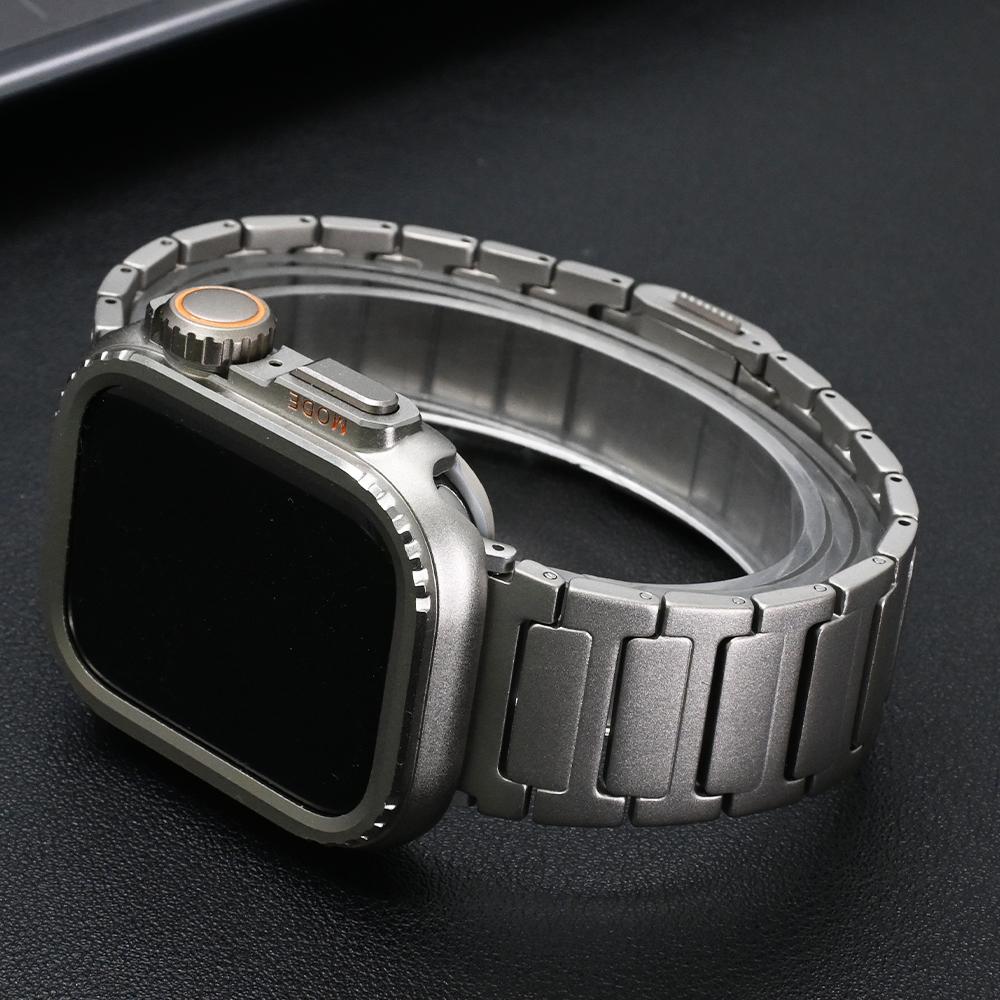 Titanium Strap+metal Case for Apple Watch Ultra 1/2 49mm Series 10 46mm Men Magnetic Bracelet for Iwatch 9 8 7 6 5 SE 45mm 44mm