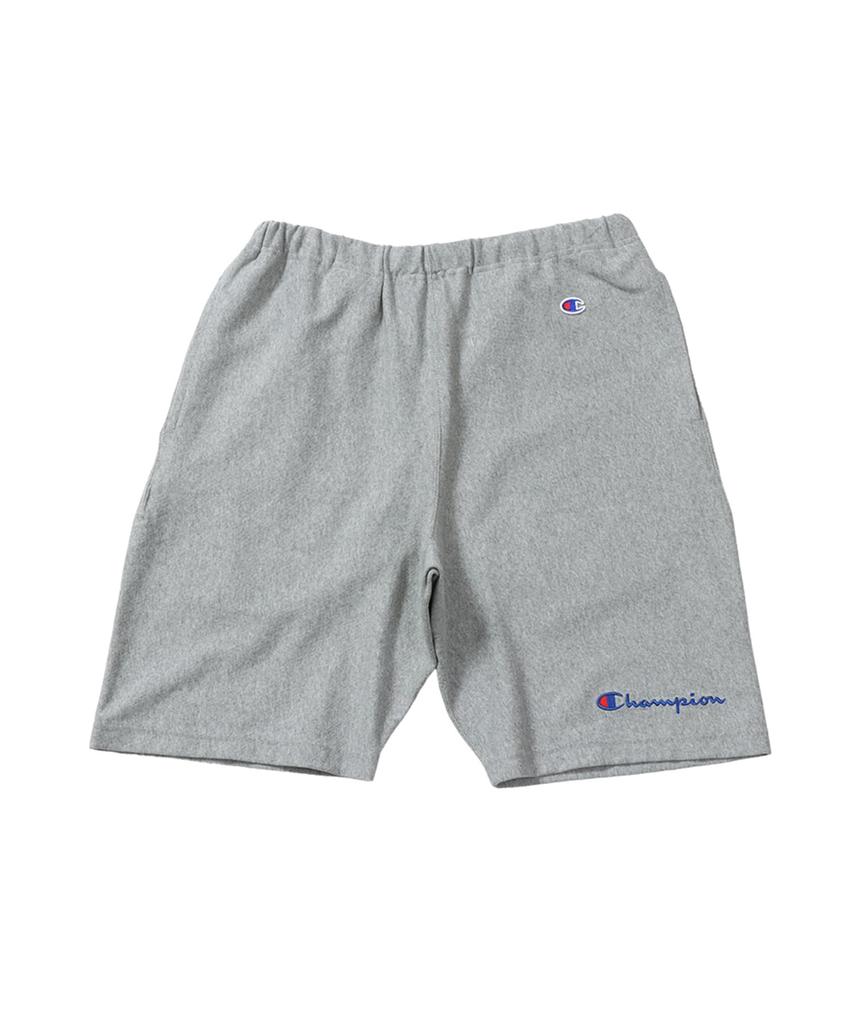 Shorts Cotton Embroidered Ribbed Script Logo Reverse Shorts REVERS Oxford Gray L [Champion] 100% 9.4oz Weave(R) WEAVE(R) C3-P507 Men's