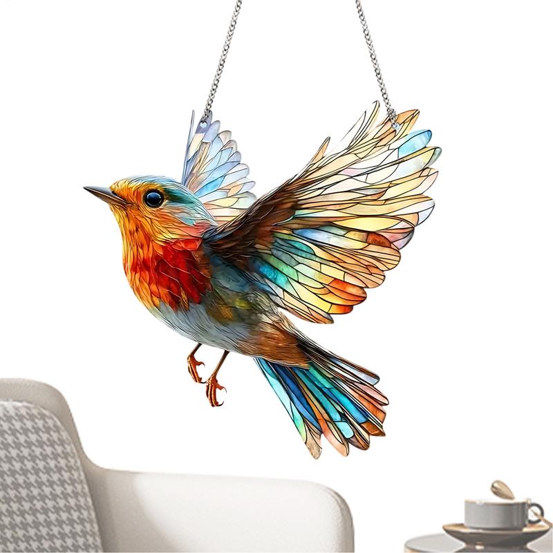 1pc Hummingbird Stained Window Hanging Sun Catcher Acrylic Signs Decoration Porch Home Garden Decor