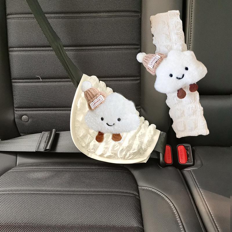 2PCS Cute Cartoon Bow Cloud Car Seat Belt Cover For Children Auto Seatbelt Adjuster Cases Shoulder Pad Protector Car Accessories