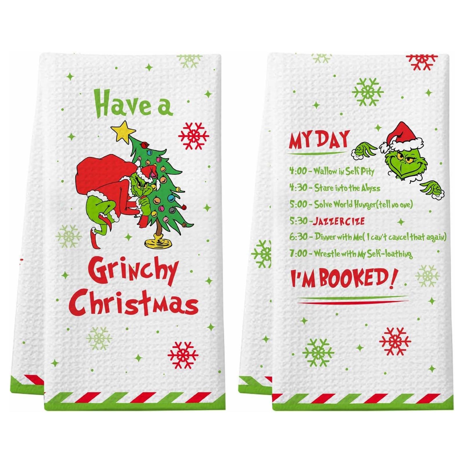 

Festive Christmas Kitchen Towels Set Inspired Designs, 100% Cotton, Soft & Absorbent, 2-Pack Holiday Decor