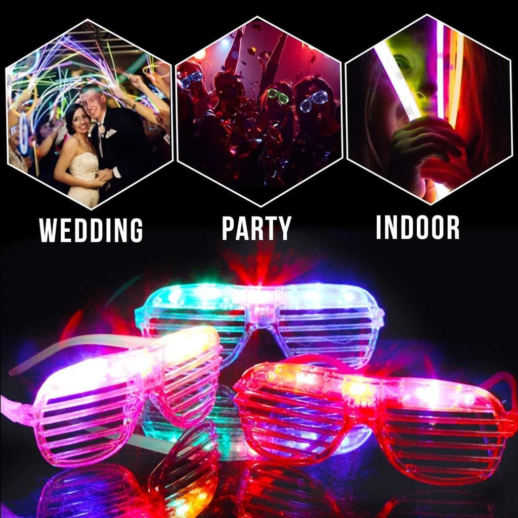 125 Pack Glow in the Dark Party Supplies for Kids Adults,Light Up Party Favors with 25 LED Glow Glasses Sunglasses,100 Glow Sticks Bulk Glow