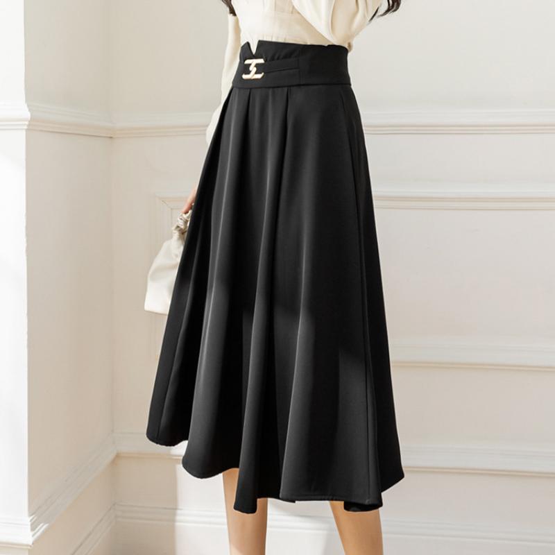 Dámská ležérní sukně Jaro a léto Jednoduché Retro Móda Závěs Středně dlouhá Volná sukně do A Šik Elegantní Dámský Trend