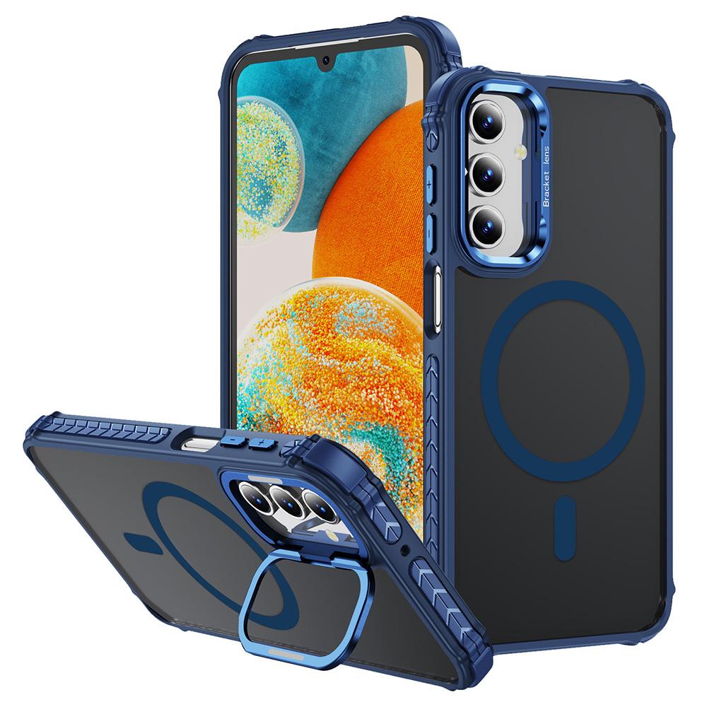 

Чехол для Samsung Galaxy S24+ с подставкой для объектива, матовая задняя крышка, совместимый с MagSafe Blue