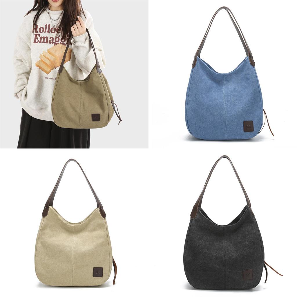 Borsa a Tote in Tela da Donna con Scomparti Multipli e Chiusura a Zip per Uso Quotidiano