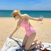 1011 new Japanese and Korean girls swimsuit pure desire wind small pit strip texture fabric simple swimsuit sweet one-piece swimsuit