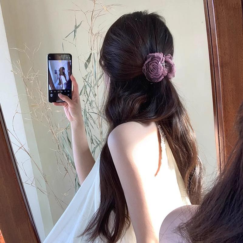 Elegante Rosenblumen Haarspange für Frauen Mädchen Süßer Haarschmuck Hinterkopf Florale Haarspange Haarnadel Mode Haaraccessoires