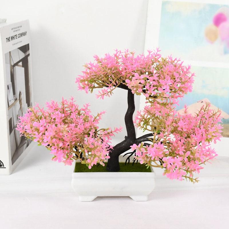 Kunstige planter Bonsai Liten Trepotte Falske Plante Blomster Potte Ornamenter For Hjem Rom Bord Dekorasjon Hotell Hage Dekor