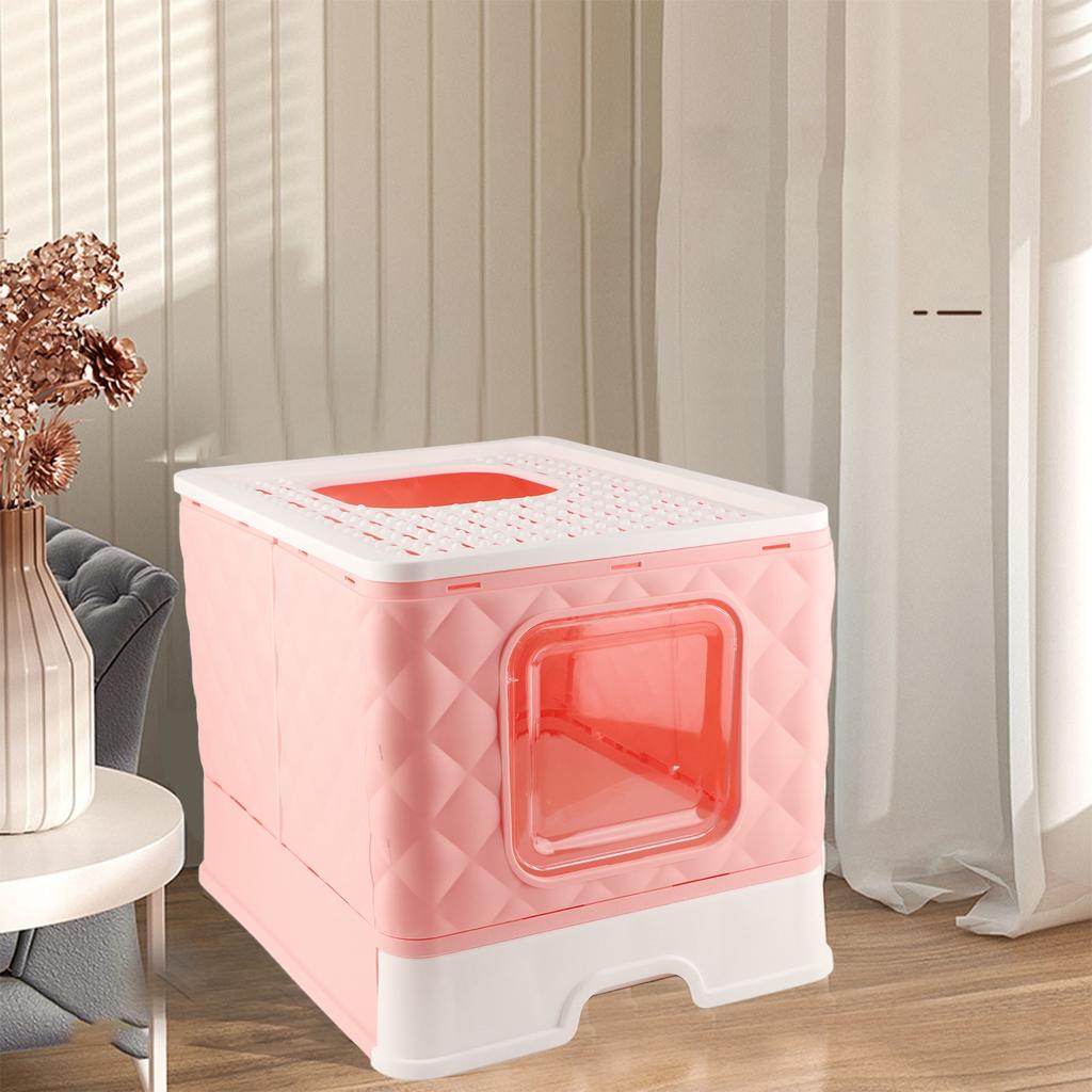 Katzentoilette mit Schublade, abnehmbar, waschbar, großer Raum, halbgeschlossene Katzentoilette, Katzentoilette mit Deckel