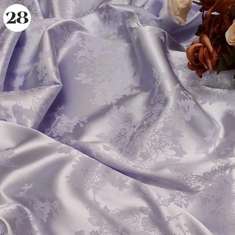 Vintage Kyselina octová Saténová látka Měkký vzor květinových větví Žakárová látka na Oblečení Šaty Sukni Cheongsam DIY Šití Textil