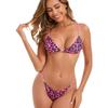 Europäischer & Amerikanischer Leopardendruck Schnür-Bikini: 3-teiliger Badeanzug für Damen